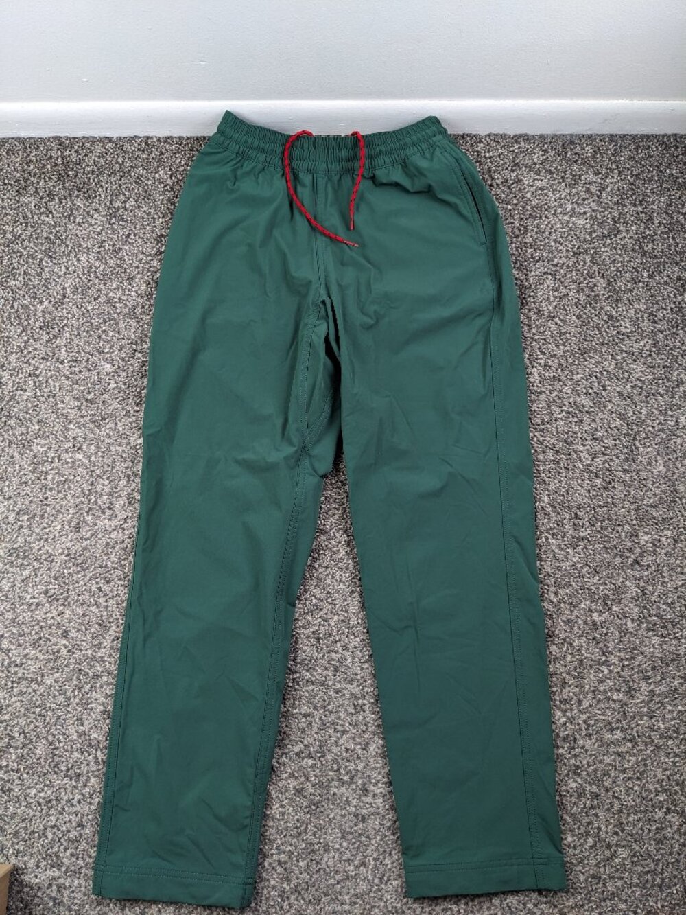Topo Designs Womens Pants Small Green Solid Nylon Stretch Waist Drawstring